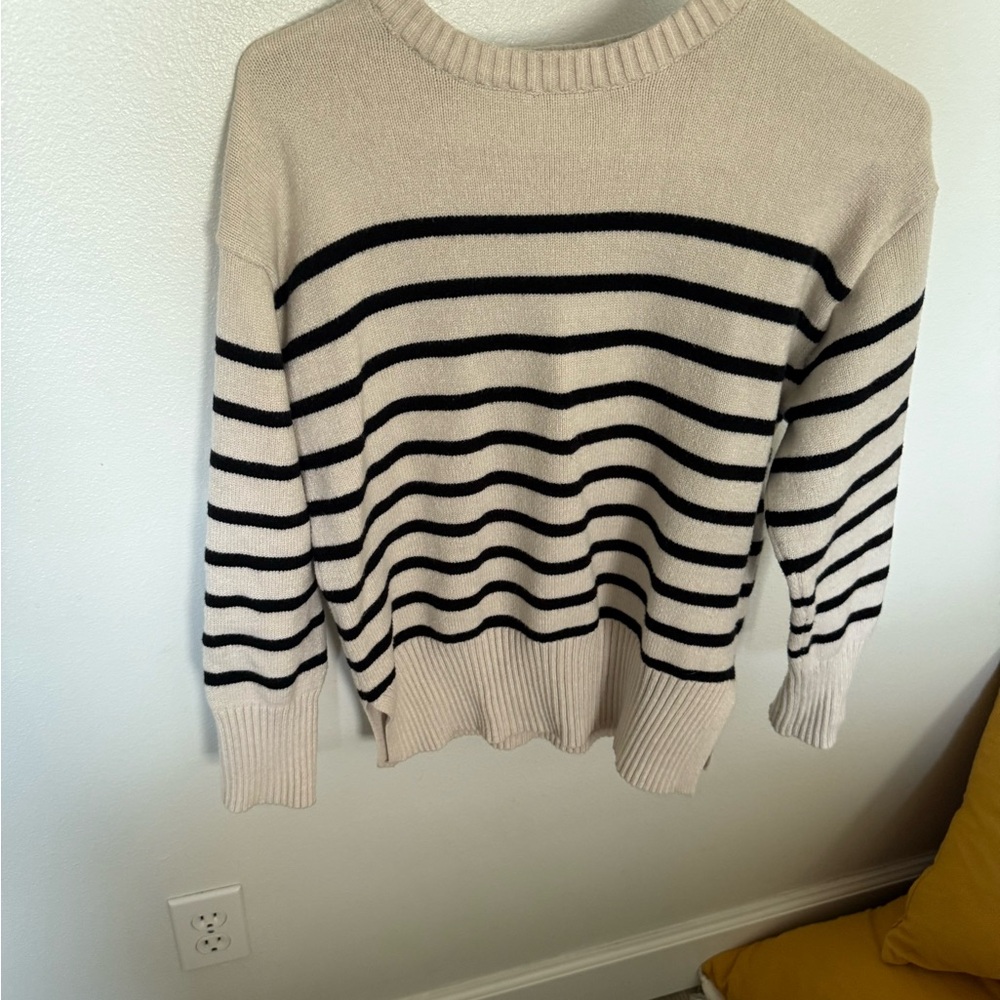 Striped Cream and Black Women's Sweater